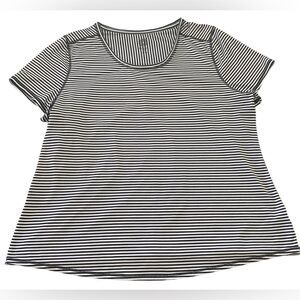 Brisa Black and white striped short sleeve top 1X